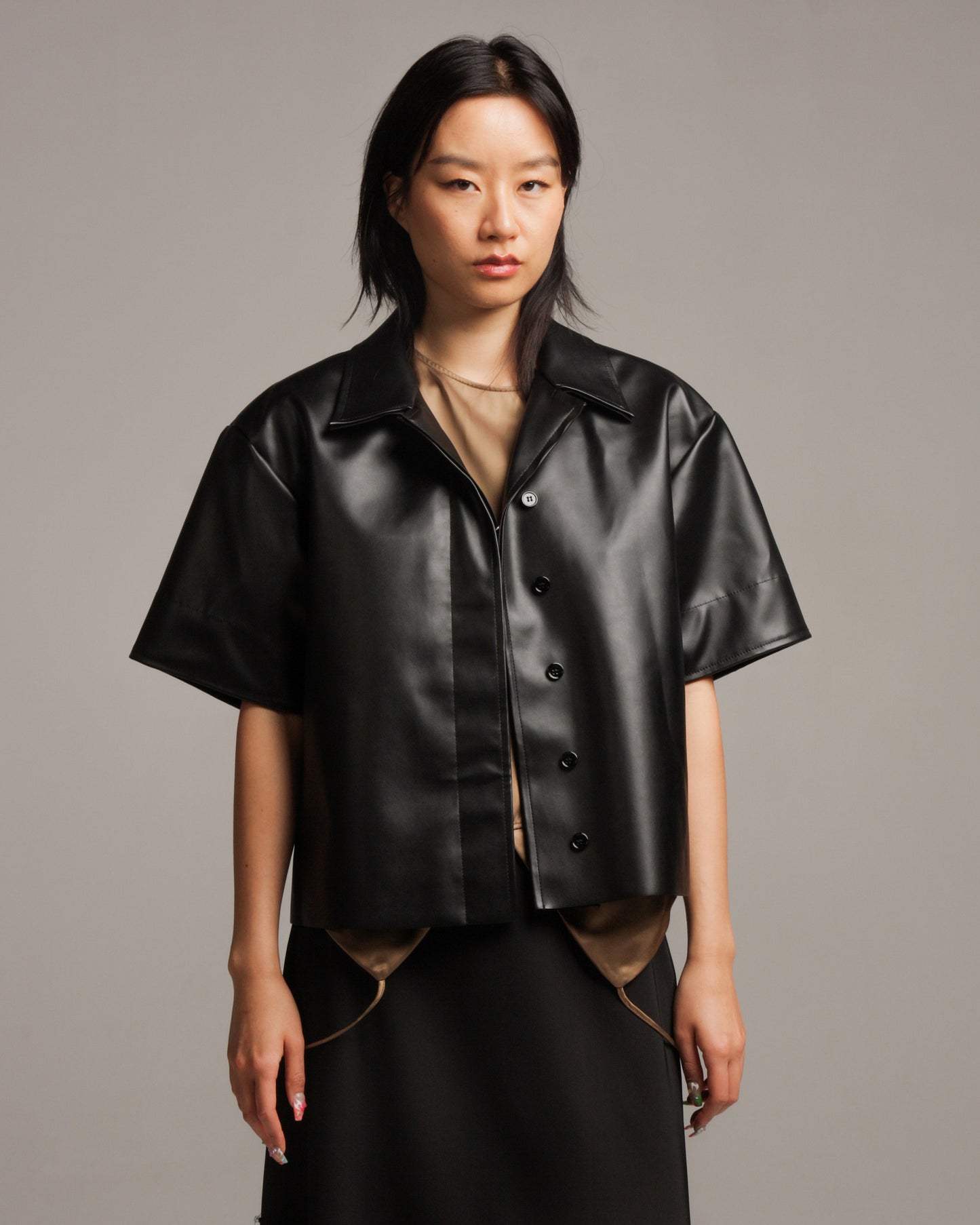 Black Pleather Shirt