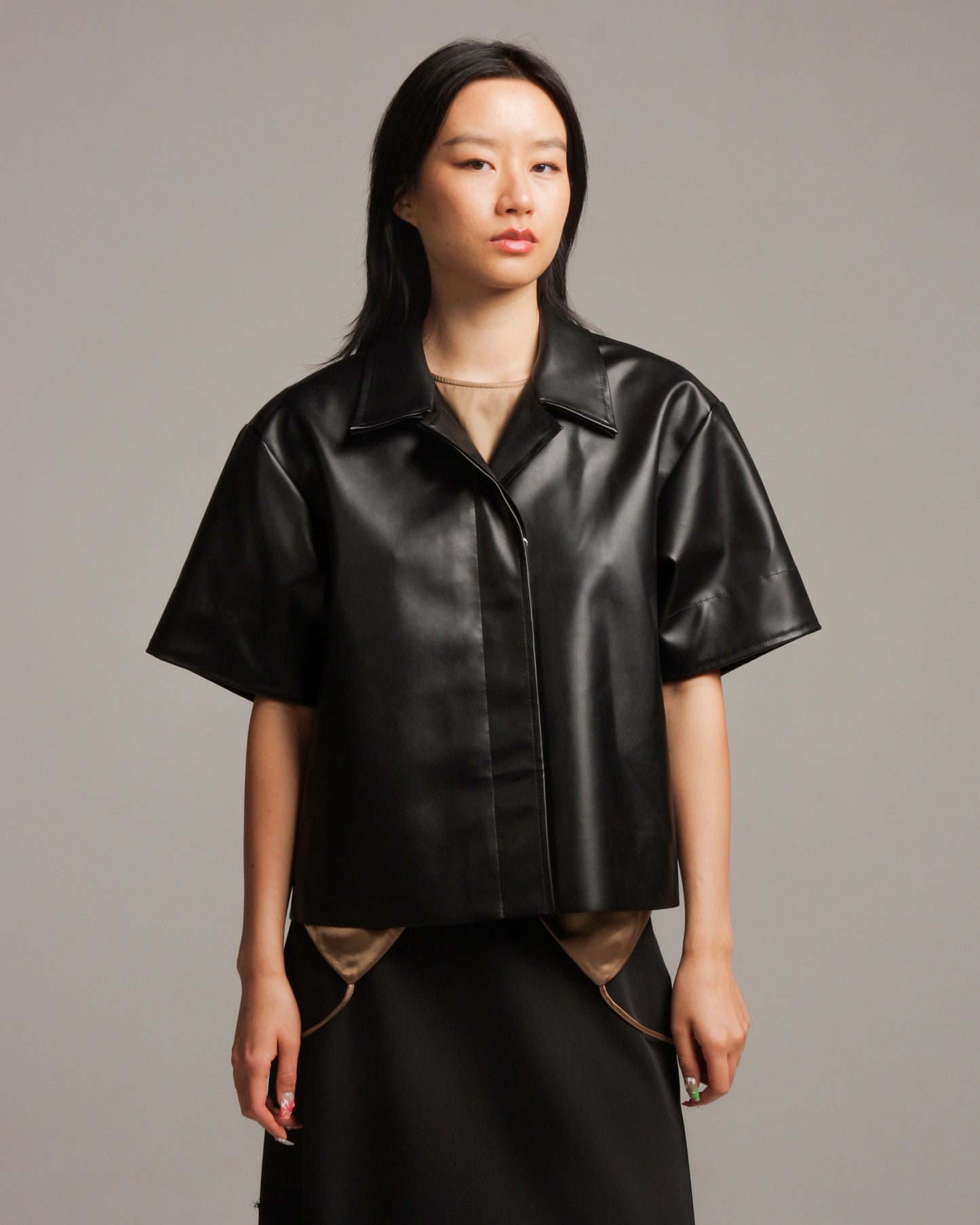 Black Pleather Shirt