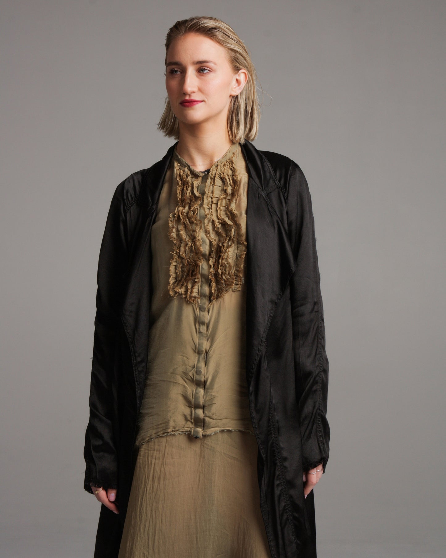 Antique Gold Chiffon Tuxedo Shirt