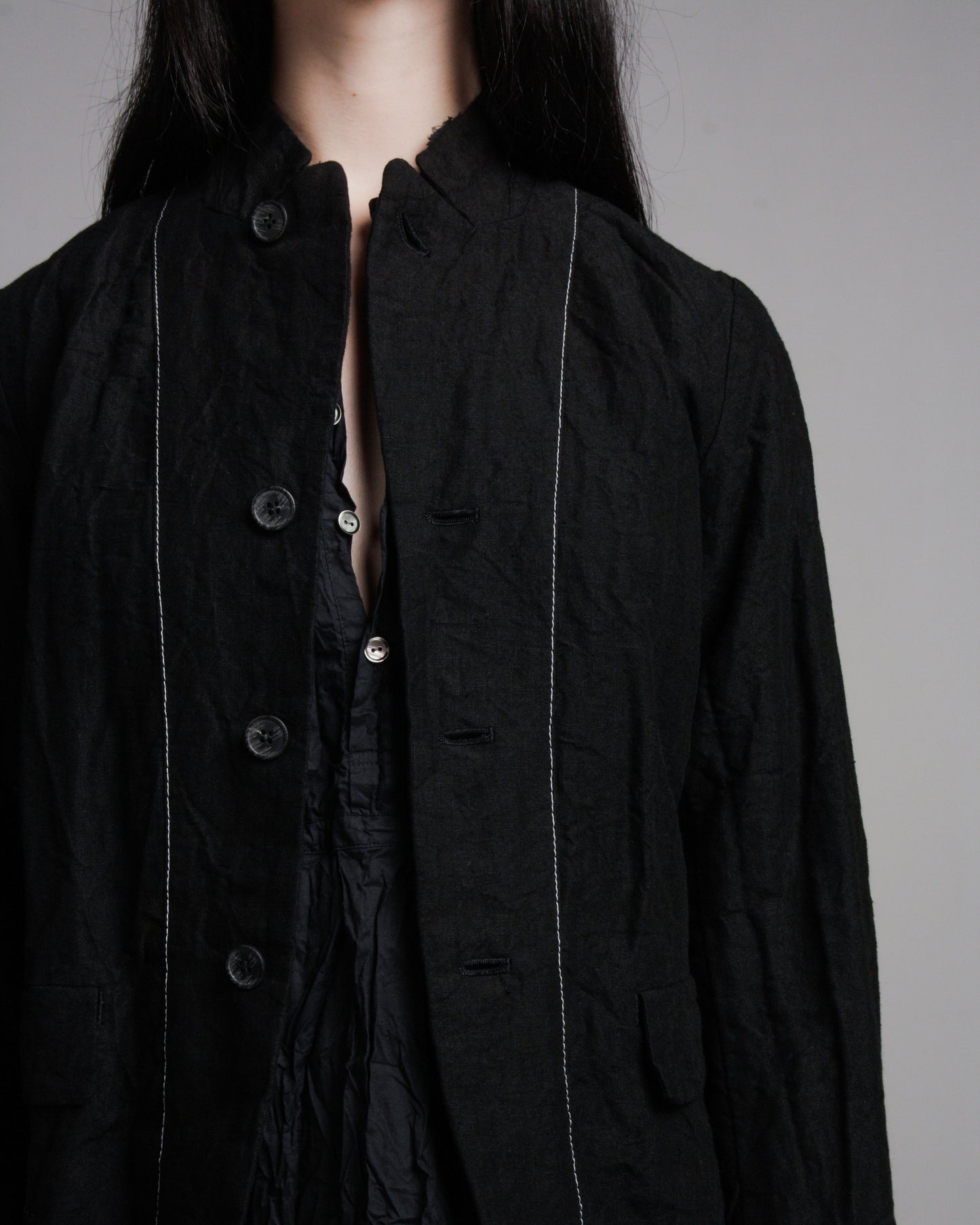 Black Classic Linen Jacket