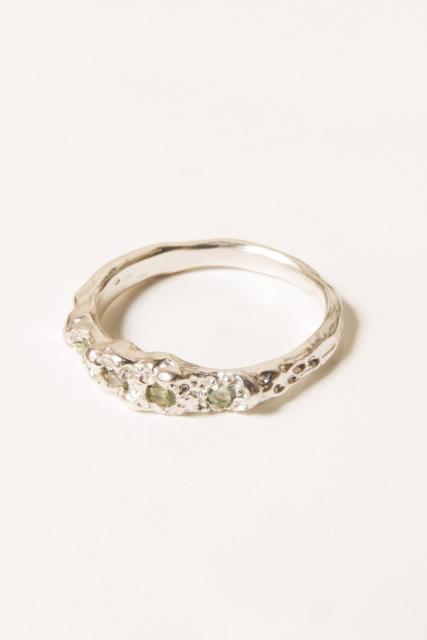 Silver Cirus Ring with Green Sapphire