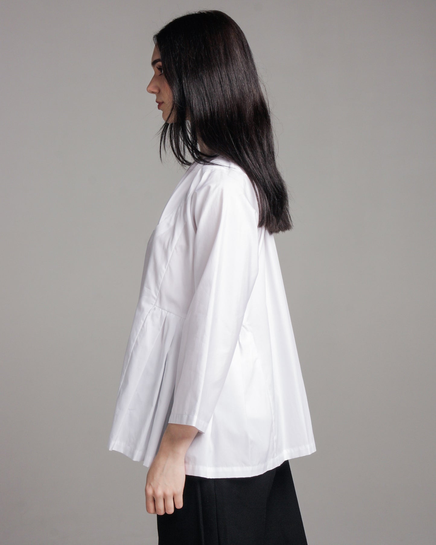 White Double Neckline Blouse