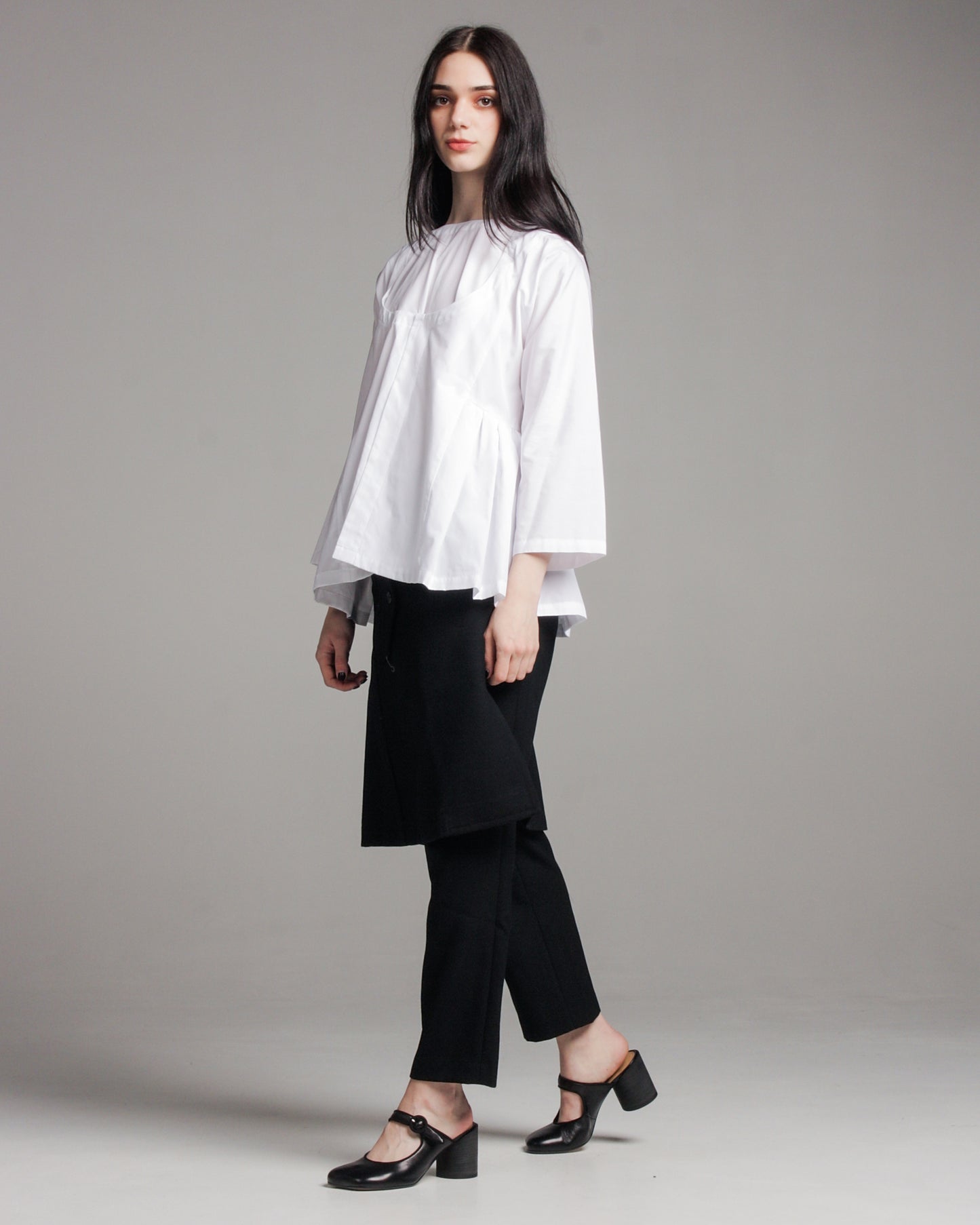 White Double Neckline Blouse