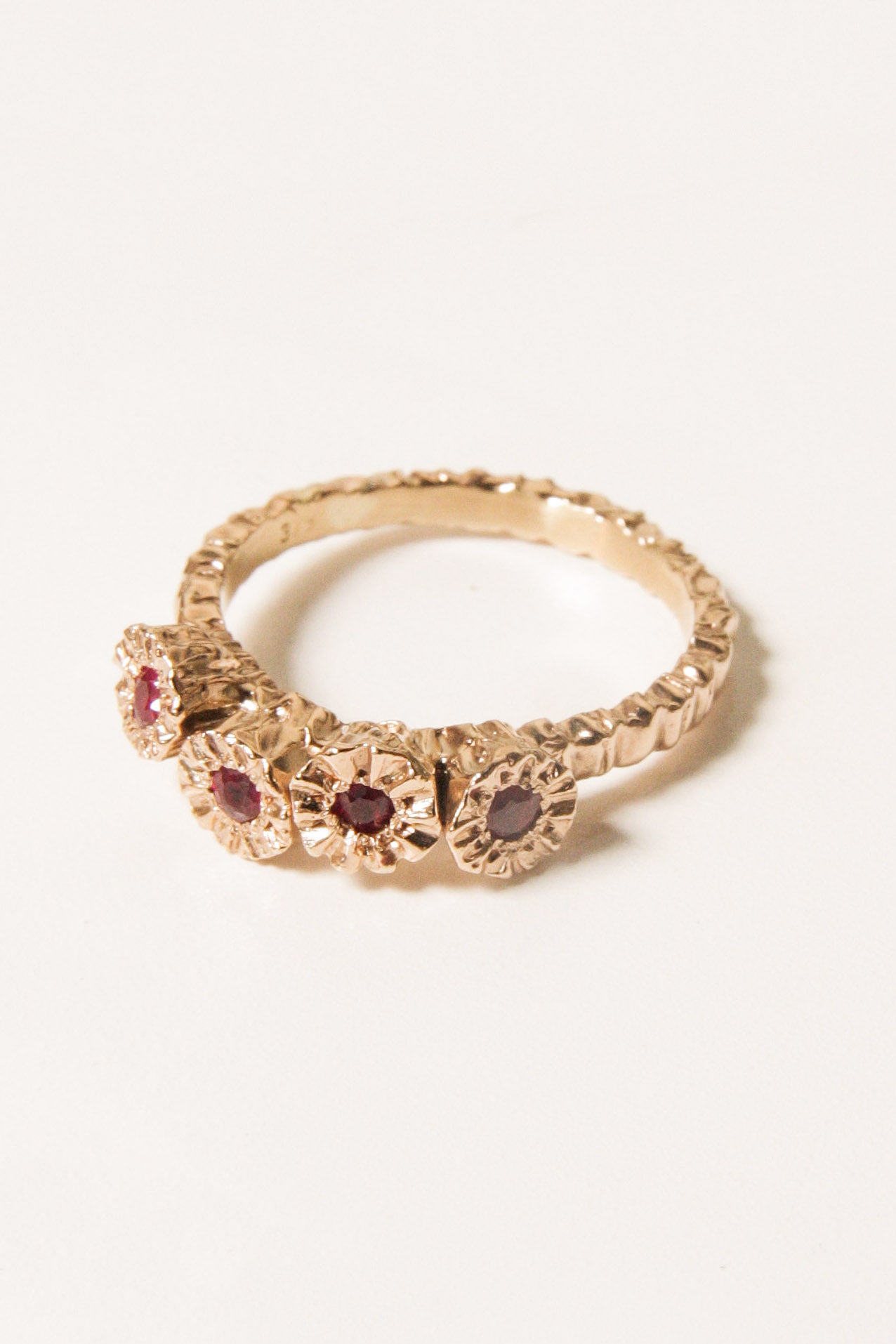 Gold Teeth Cluster Ring with Ruby