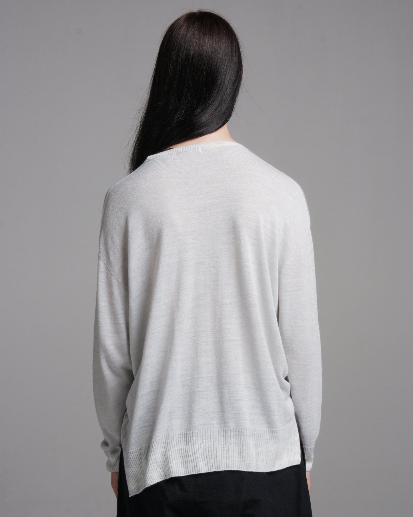 Grey Shibori Ribbed Pullover Knit