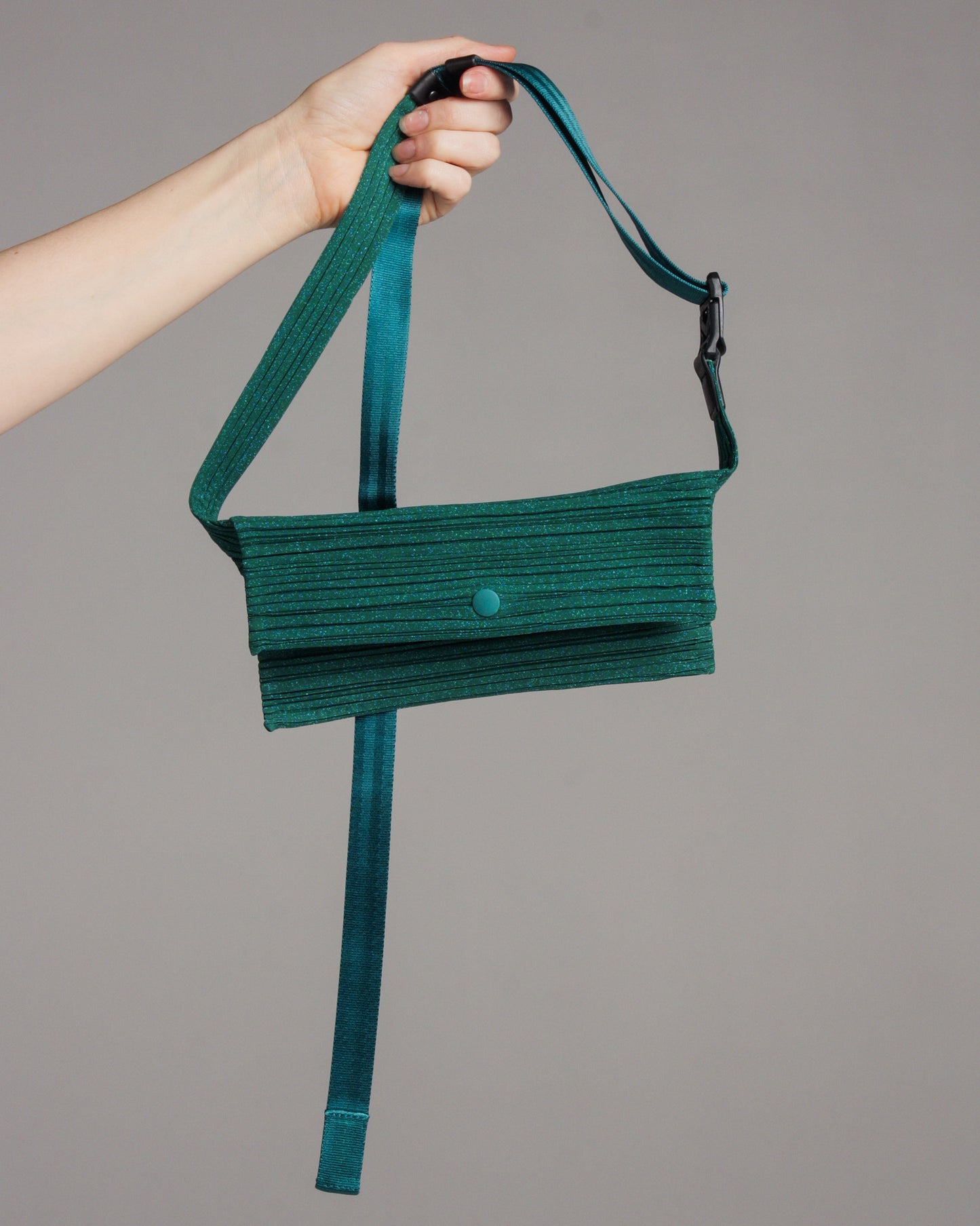 Green Pleated Crossbody Pouch