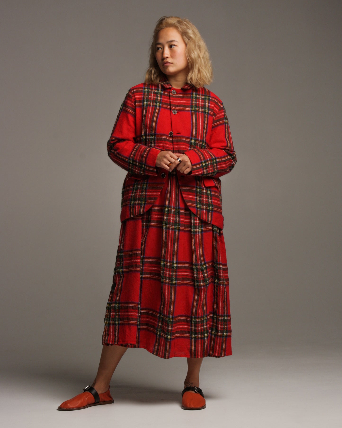 Red Tartan Wool Jacket