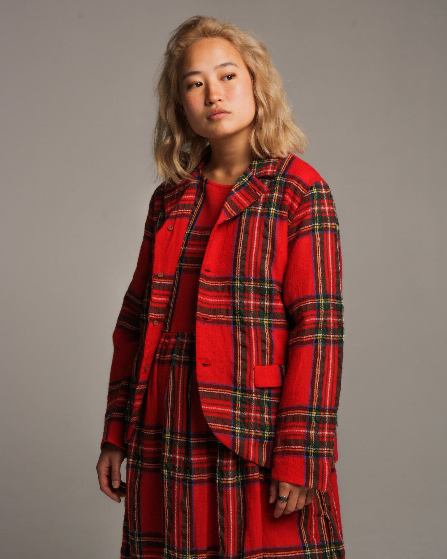 Red Tartan Wool Jacket