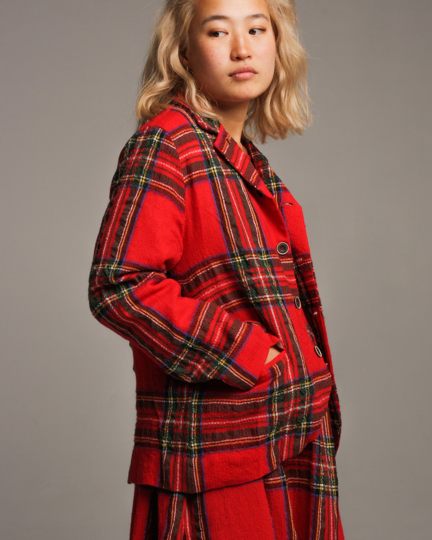 Red Tartan Wool Jacket