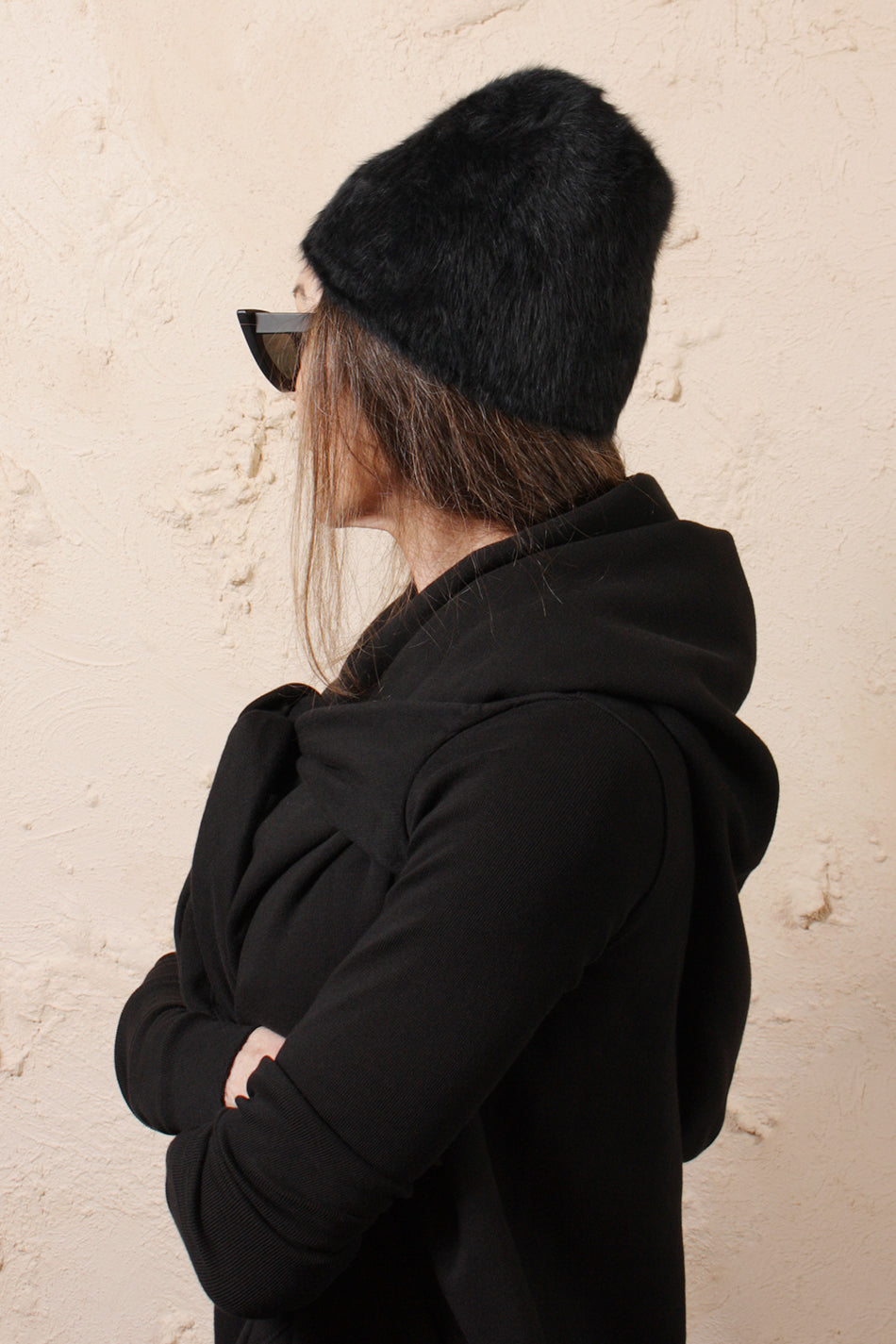 Angora Black Beanie