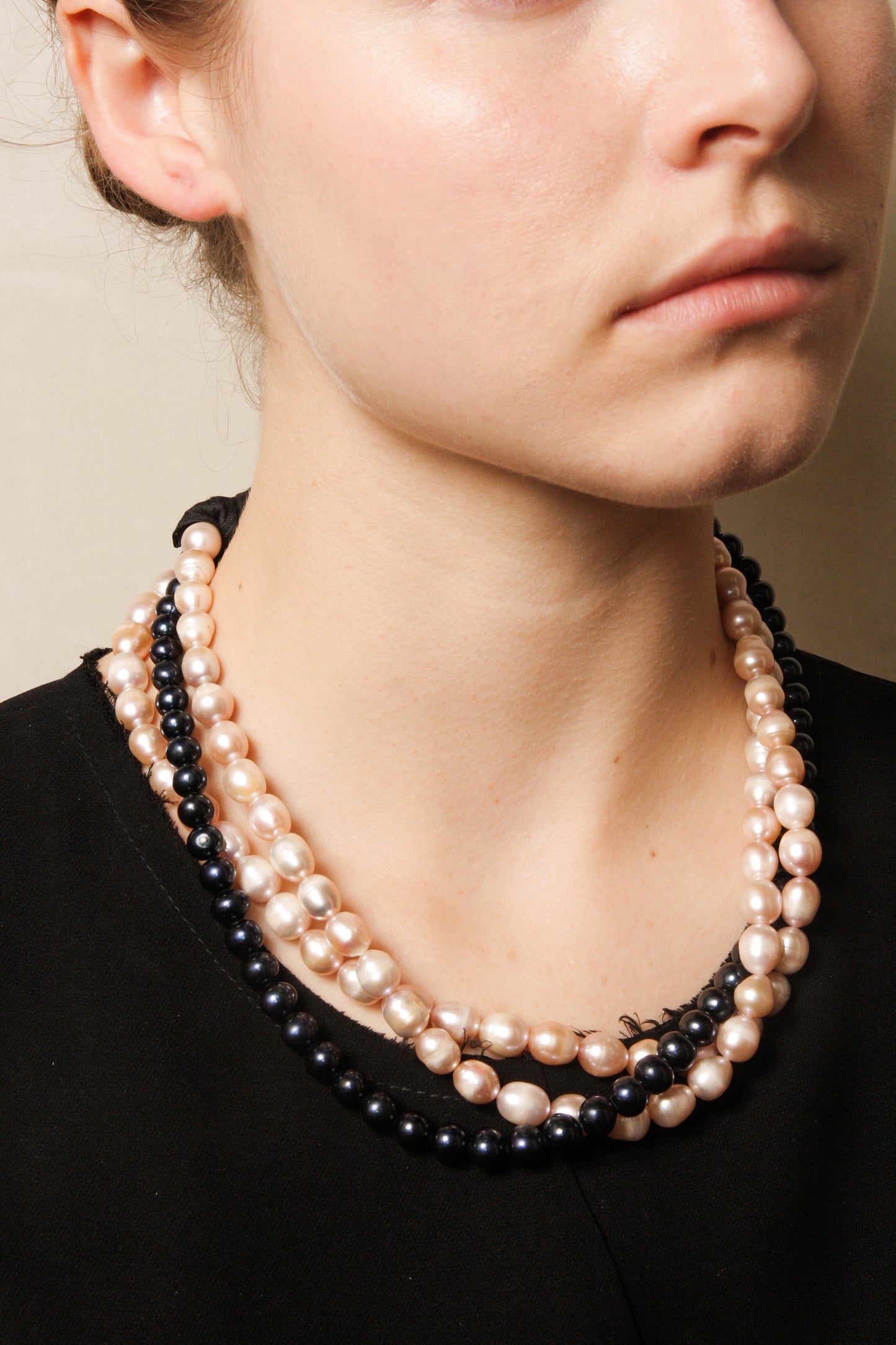 Black and Pink Pearl Necklace