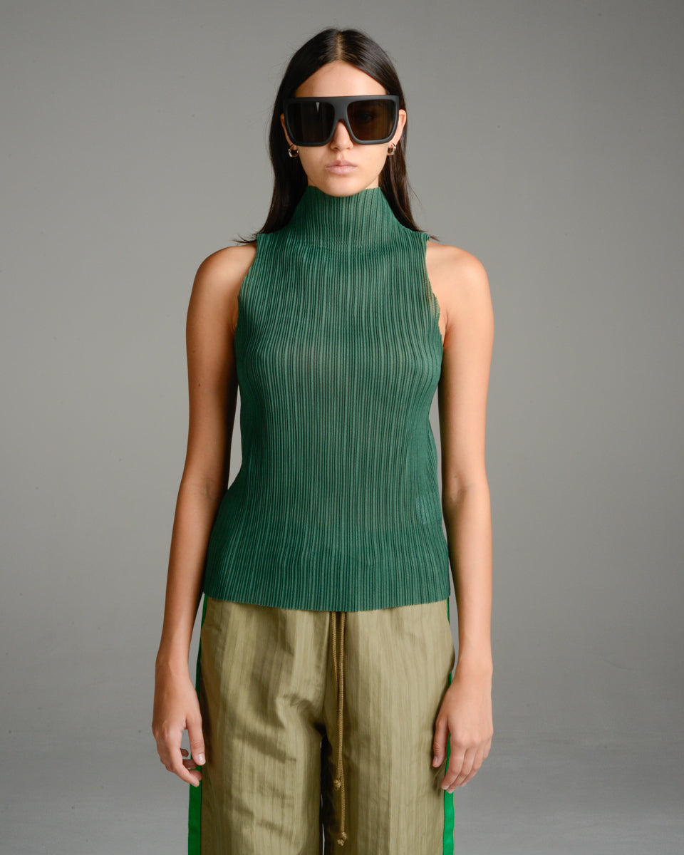 Green 3D Pleat Top