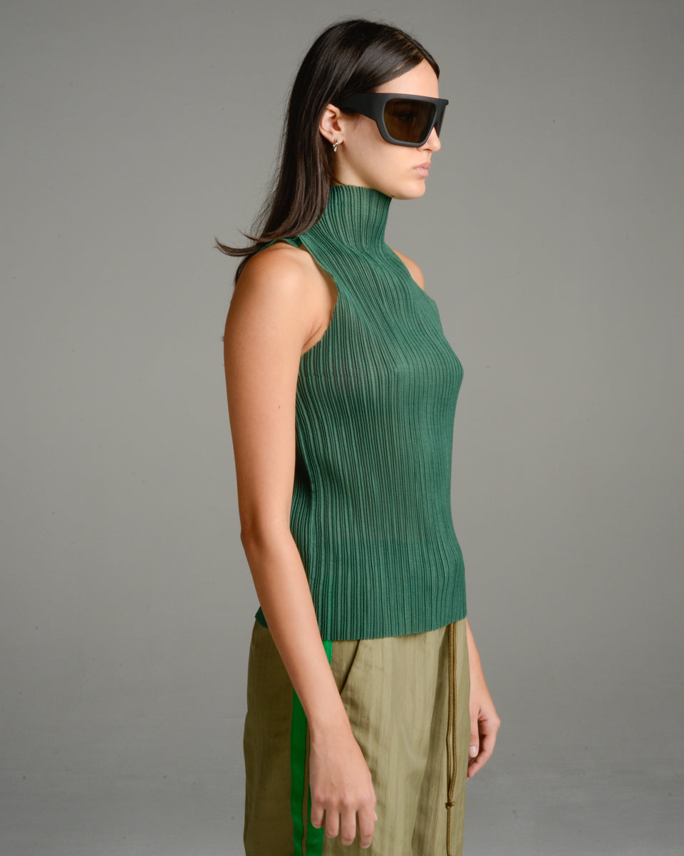 Green 3D Pleat Top