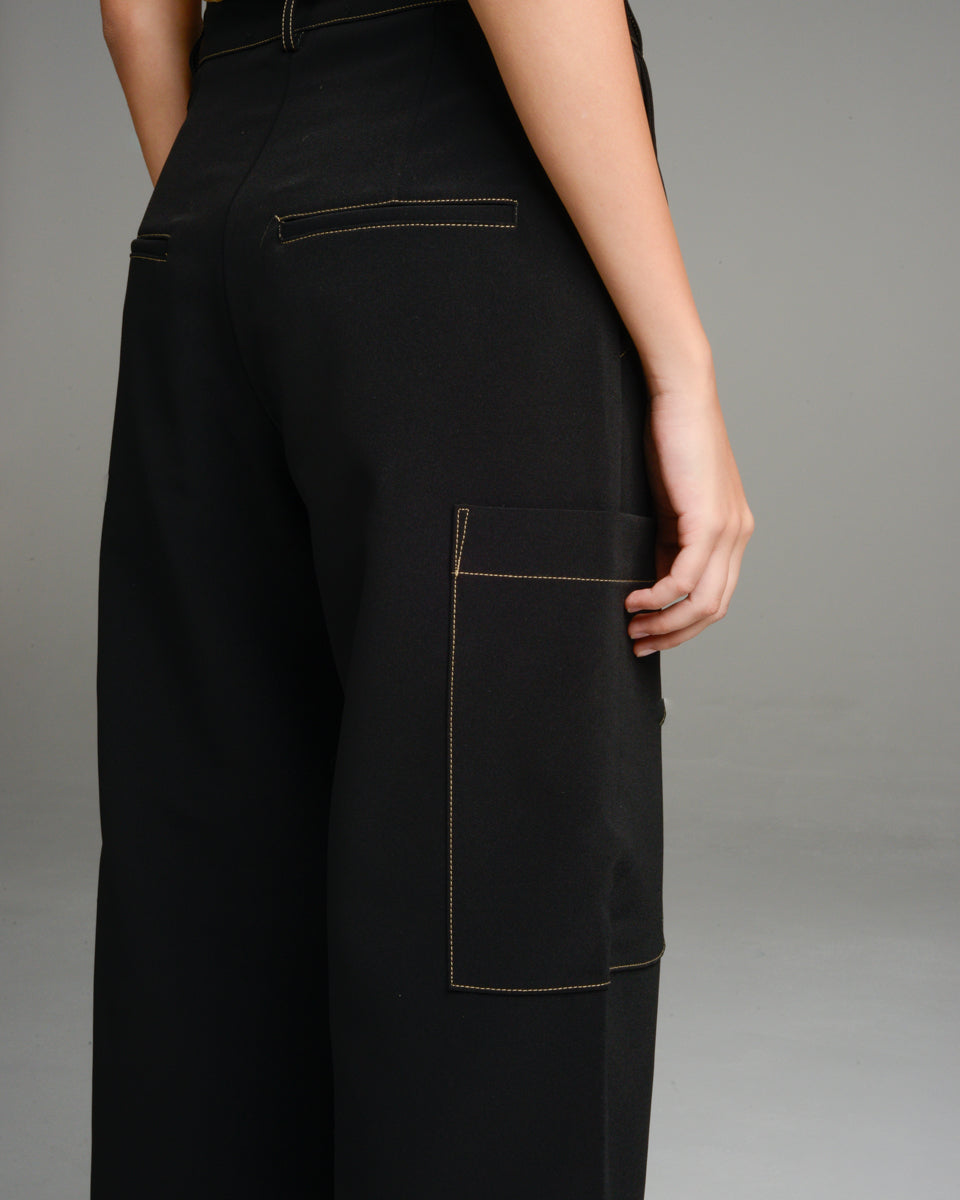 Black Patch Pocket Pants