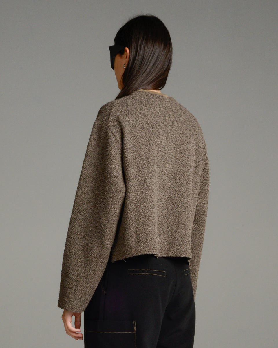 Brown Cropped Towelling Pullover