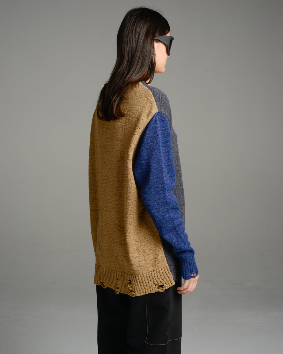 Brown Block Colour Oversized Cardigan