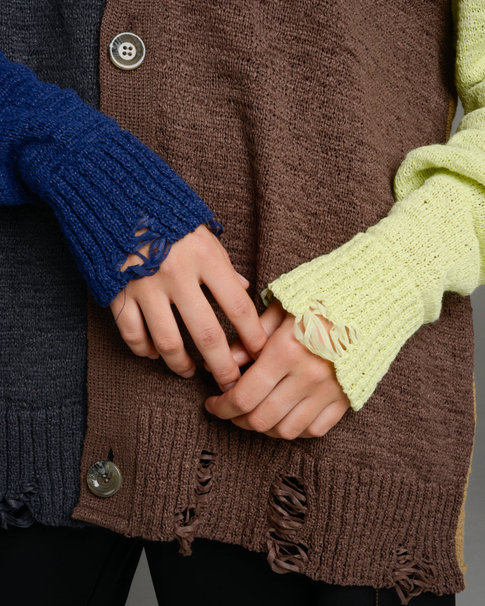 Brown Block Colour Oversized Cardigan