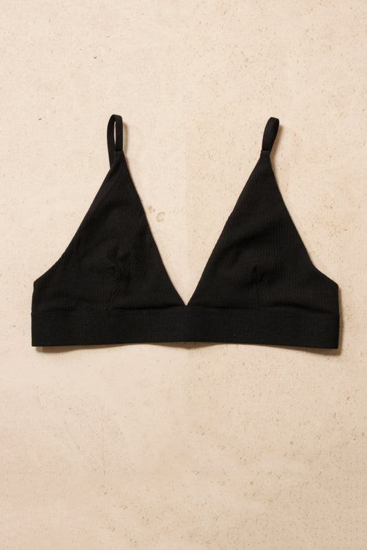 Triangle Bra Cotton Rib Black